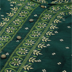 Men Green & Gold-Toned Ethnic Motifs Embroidered Thread Work Kurta