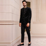 Men's Polyester Blend Navy Three Piece Suit Business Vest